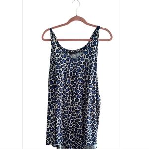 First Love Blue and White Leopard Tank Top